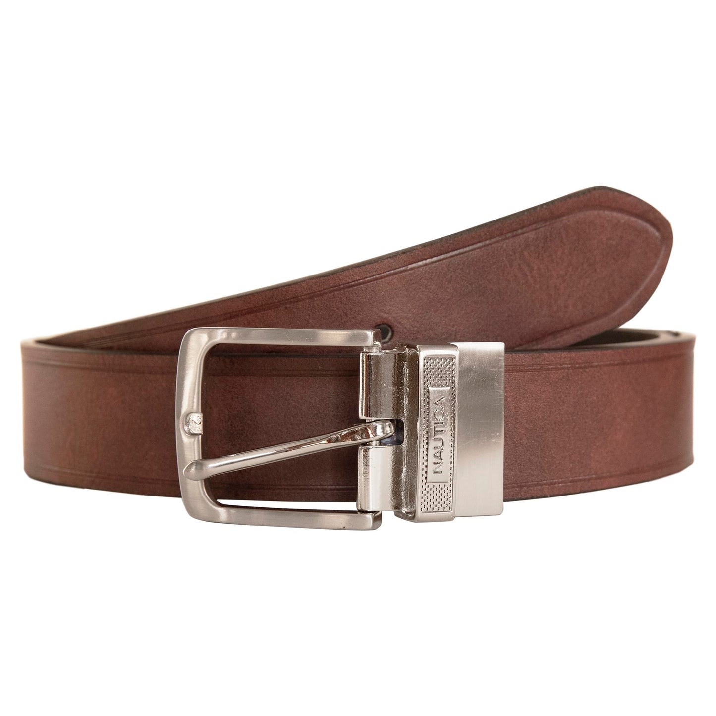 Nautica Mens Reversible Jean Leather Belt | 2-in-1 | Classic | Everyday | Business | Work | Dress | Casual | Metal Buckle - Black/Brown, 36"