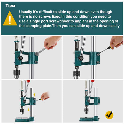 Soiiw Leather Hole Puncher Hand Punching Machine Heavy Duty Manual Press Puncher Punch Tools for DIY Leather Craft Punching Holes with 1.5-13mm Clamping Chuck