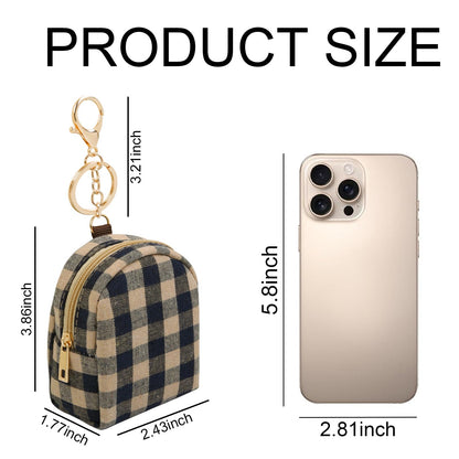 AIBFRID 4Pcs Mini Backpack Keychain,Cute Cosmetic Bag for Women,PU Leather Makeup Bag Key Pocket Lipstick Bag Card Holder Data Cable Organizer Zipper Pouch (Christmas Series)