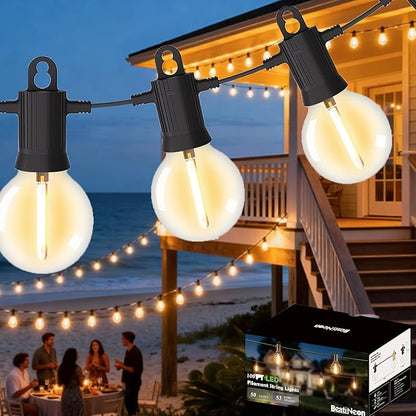 Outdoor String Lights,100 Feet Led Patio Globe Lights with Plastic Bulbs,Waterproof,Shatterproof,G40 Outdoor String Lights with,Connectable Hanging for Backyard, Bistro, Porch, Deck, Balcony,Tent