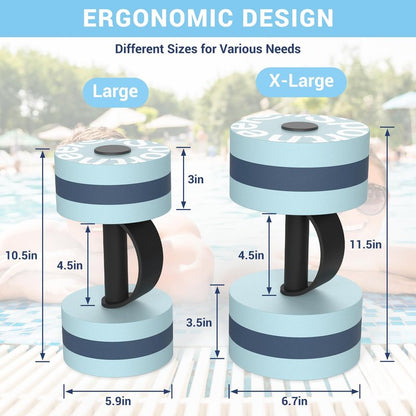 Water Weights Aquatic Exercise Equipment: Sportneer Lightweight Aqua Dumbbell 1 Pair EVA Foam Pool Weights for Water Fitness Equipment With Easy Handle Strip for Water Aerobics Weight Loss Blue XL