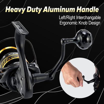 Dr.Fish Saltwater Spinning Reel, Graphite Body, 9+1 Ball Bearings, CNC Aluminum Spool and Handle, 25LB Carbon Fiber Drag, Surf Casting Lightweight Offshore Reel PL4000