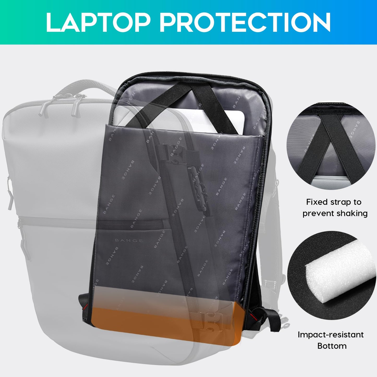 BANGE Commute Backpack with Water Bottle Holder, Anti Theft Laptop Backpack Fits for 15.6Inch Notebook, Water Resistant Office Daypack for work