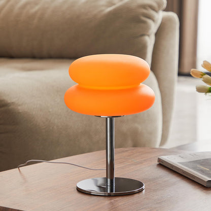 LSTVZSNRX Orange Mushroom Lamp, Mid Century Modern Lamp for Nightstand, Dimmable Retro Egg Tart Bedside Lamps, Home Decor Ambient Lighting Aesthetic Cute Lamps for Bedroom Living Room (NOT Glass)