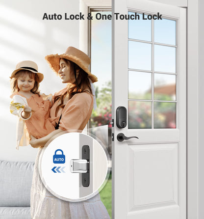 Veise RZ07 Smart Lock, Fingerprint Door Lock, 7-in-1 Keyless Entry with App Control, Electronic Touchscreen Keypad Deadbolt, Biometric Smart Locks for Front Door, Matte Black