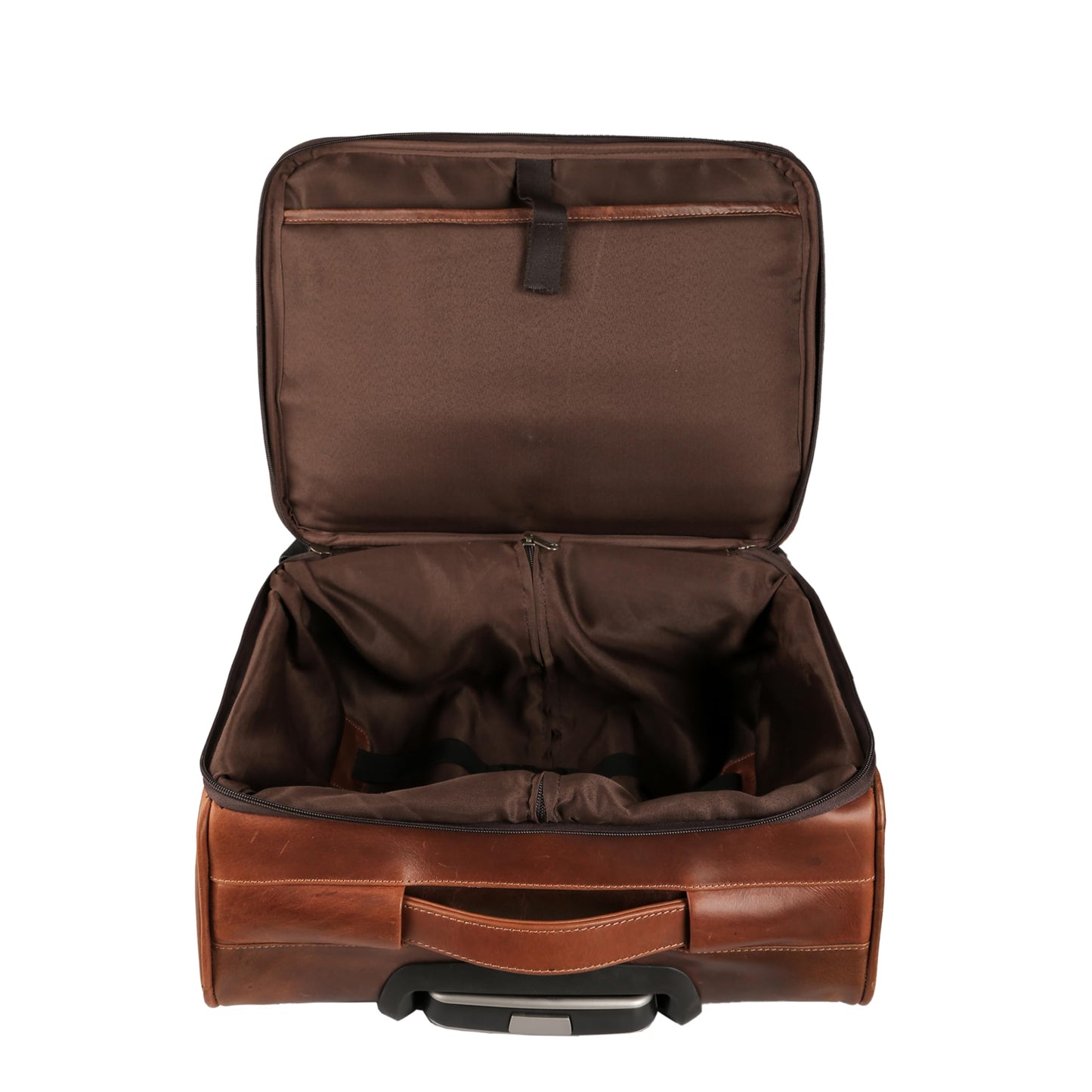 KomalC Leather Rolling Briefcase for Men – Wheeled Laptop Bag with 21” Trolley Handle, Premium Buffalo Leather Business Travel Case