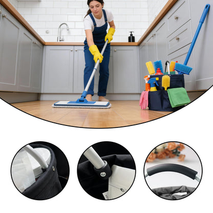 Tool Bucket Organizer 2-Pack, 17L Foldable Cleaner Caddy with 6 Pockets，Handle for Garden、Family and Bathroom, Can Also be Used as a Beach Basket or Shopping Basket，Black+Navy Blue