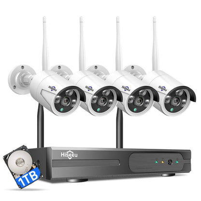 Hiseeu Wireless Pro WiFi Security Camera System, 16CH 4K NVR Kit, Plug-in Powered 12Pcs 5MP CCTV Home Security Camera System for Indoor/Outdoor, Night Vision, Waterproof, Motion Detection, 3TB HDD