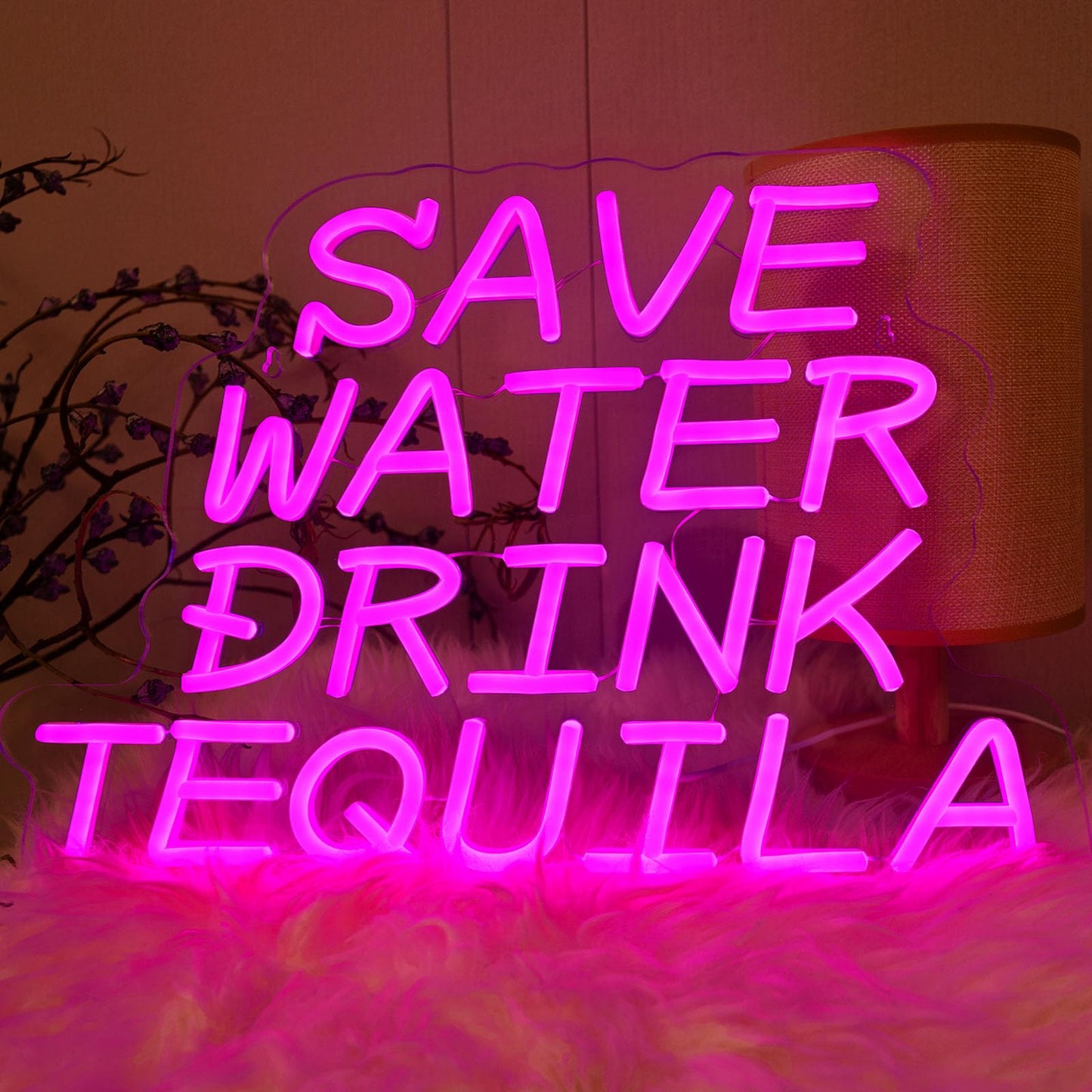 Neon Sign, Save Water Drink Tequila LED Neon Light for Wall Decor, USB Neon Bar Sign for Party Club Restaurant, Bedroom Wall Decor 16.54 x 11.81", Acrylic Material