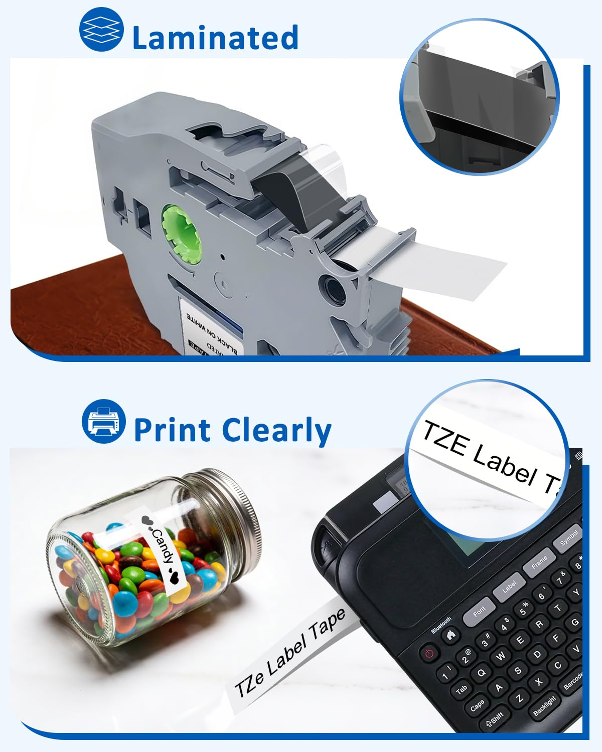 Compatible with Brother Label Maker Tape 12mm 0.47 Laminated White Refills TZe-231 TZe231 TZ TZe 1/2 Inch Black on White for P-Touch Label Maker PT-D220 PT-D210 PT-H110 PT-D200 D400 D610BT, 6-Pack