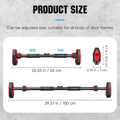 Abaodam Adjustable Pull up Bar for Doorway - Portable Home Gym Strength Training Equipment with Secure Locking Comfortable Grip No Drilling Fits 25.59-39.37 Inch Door Frames