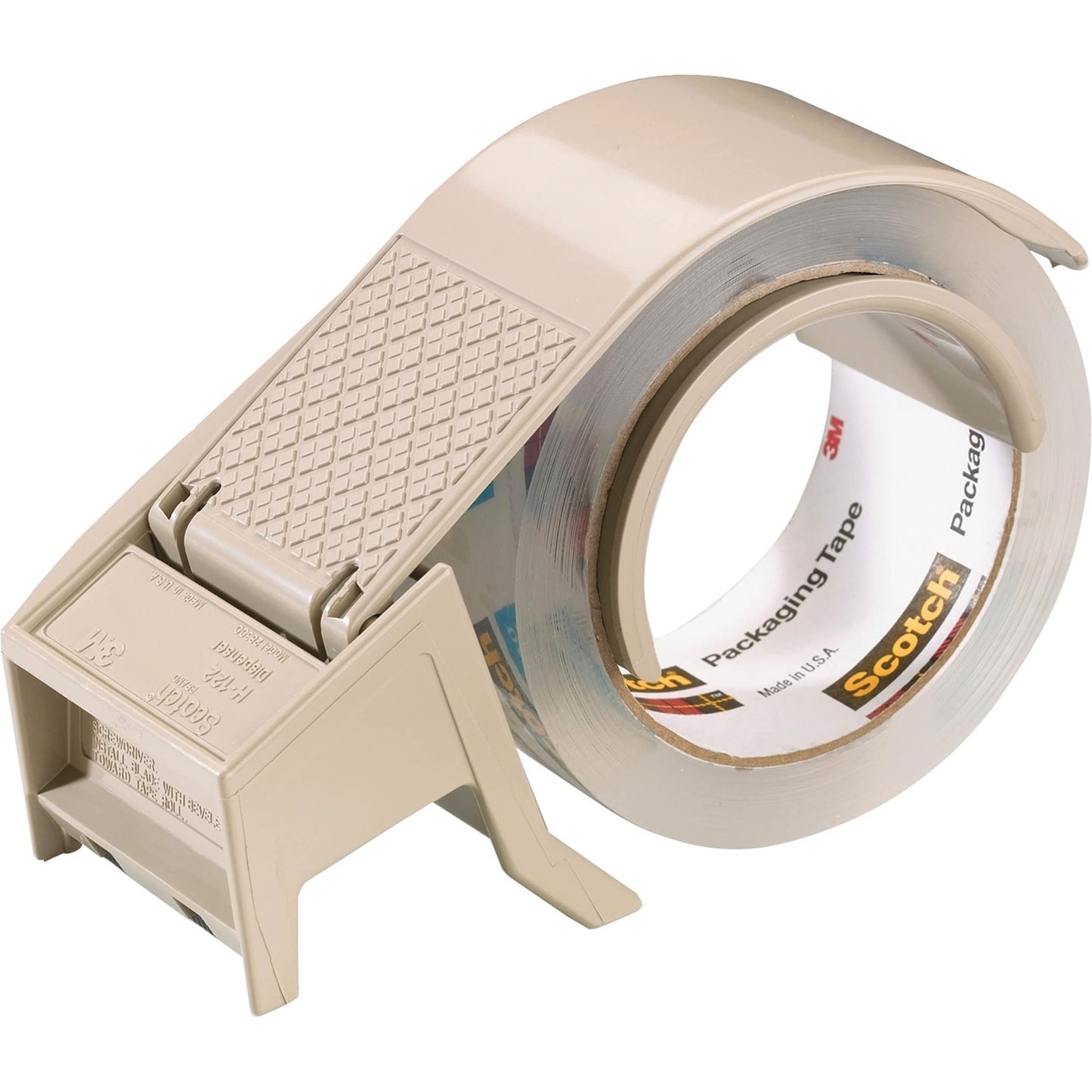 3M Scotch H122 Industrial Packing Tape Dispenser with Built-In Brake for 2" Tape – Lightweight and Compact for Commercial Packaging, Shipping, Moving, Carton and Box Sealing, Gray