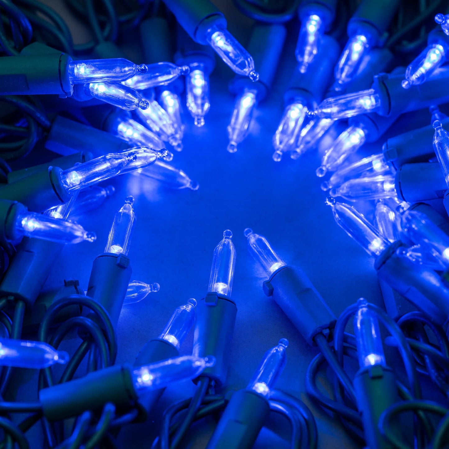 YULETIME 200 Blue LED Christmas Lights, 66 ft Green Wire UL String Light