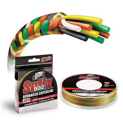 Sufix 832 Advanced Superline Braid, High-Strength Braided Fishing Line with Superior Durability, Fire Tiger, 15 lb., 300 Yd. Spool