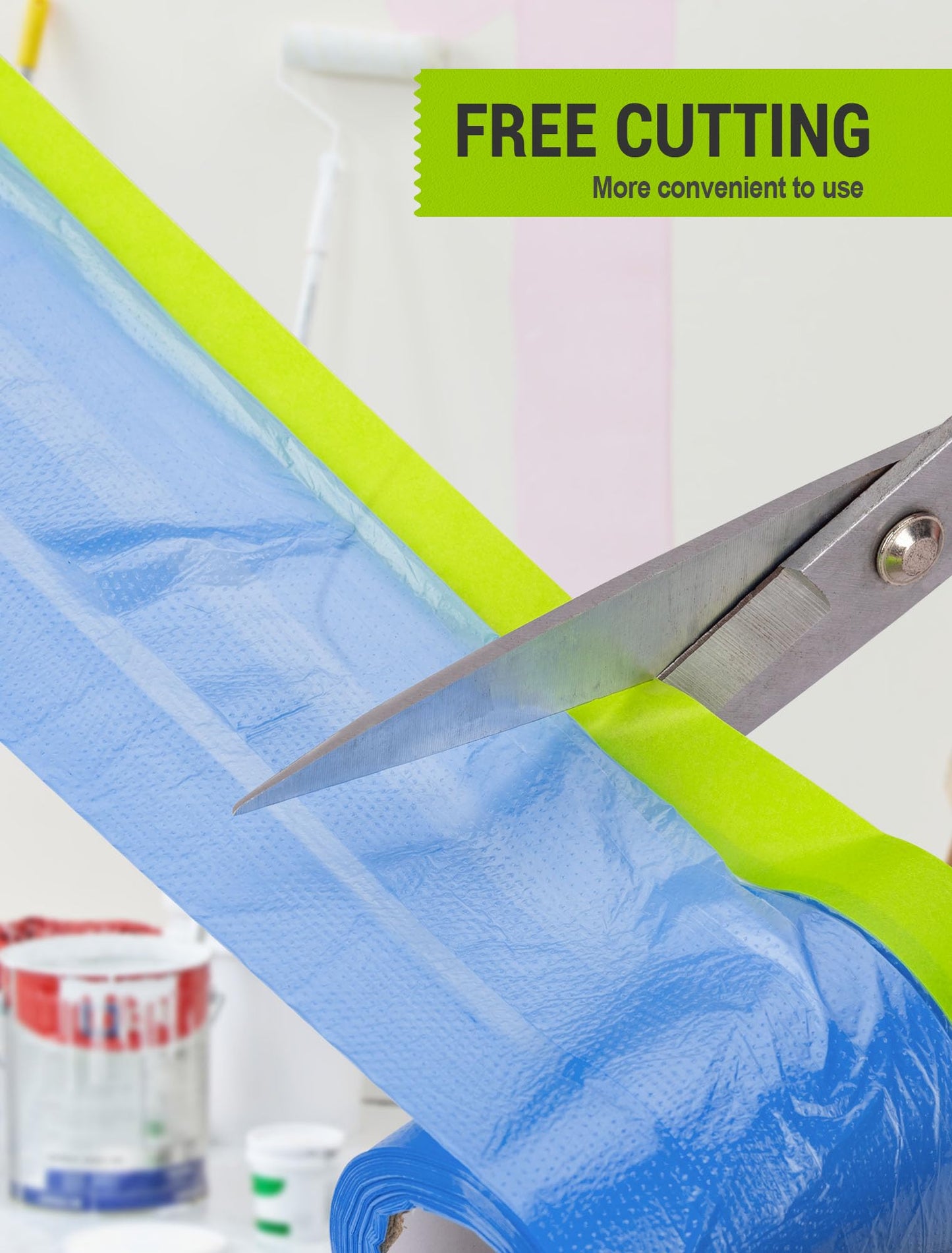 SARDVISA Pre-Taped Masking Film for Painting, 59/43/ 22 in * 66 FT, 3-Rolls Painters Plastic Sheeting with Widened Paint Tape and Drape for Covering Walls, Windows, Cars & Furniture Protection