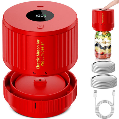LOVE MOMENT Electric Mason Jar Vacuum Sealer Kit - Red
