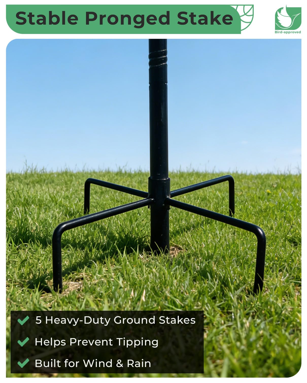 OUISJYER Metal Bird Bath for Outdoors, 12" Dia Bowl with Stable Upgrades Stake Birdbaths Garden Yard Lawn Decor 0.7 Gallon