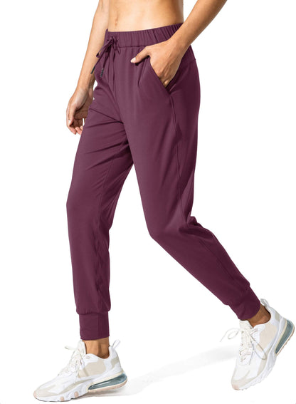 SANTINY Women's Joggers Pants Pockets Drawstring Running Sweatpants for Women Lounge Workout Jogging(Burgundy_M)