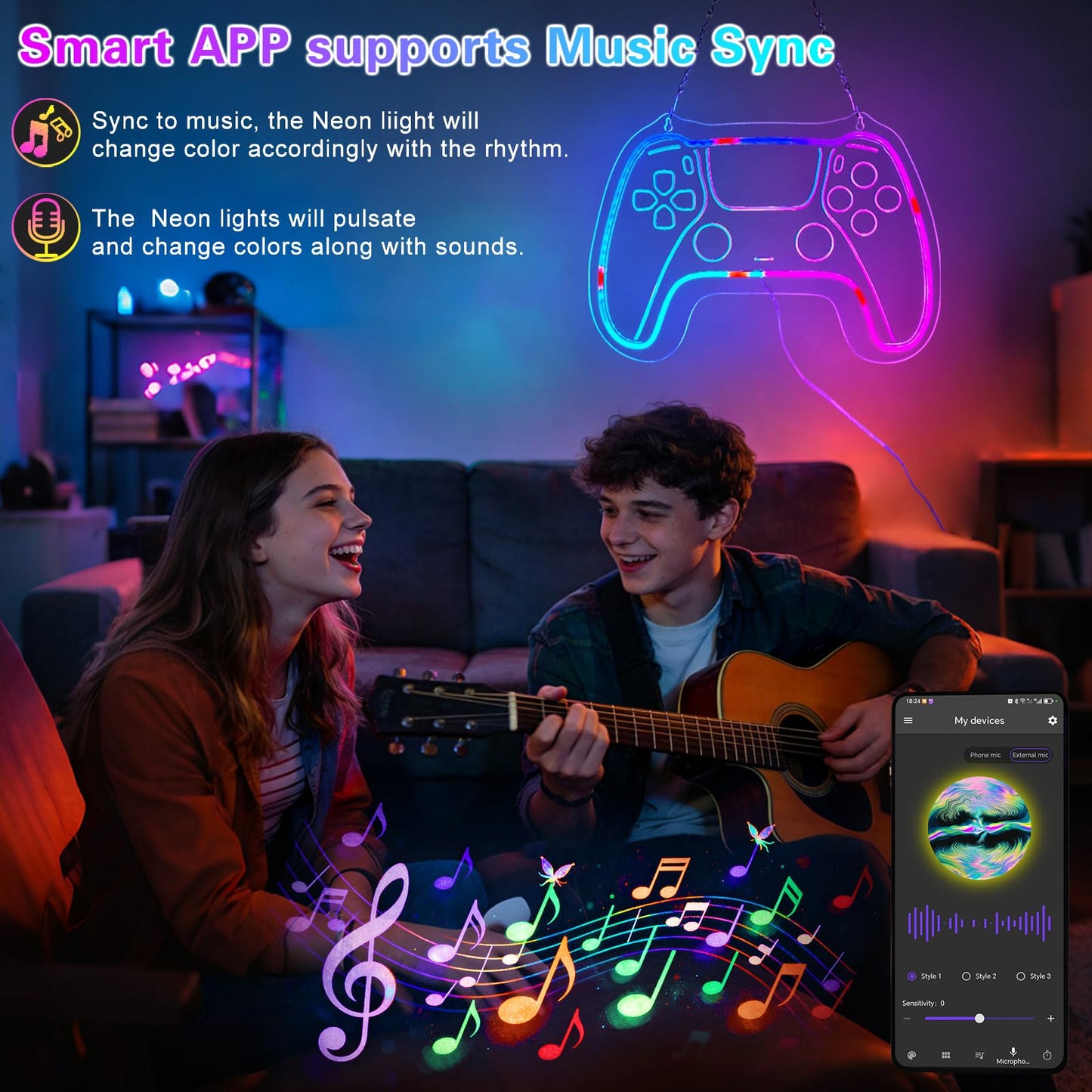 Eeutiwe Gamer Room Decor for Boys, Led Neon Lights for Wall Decor 16.7×11.8 Inch Led Gaming Lights with Remote and App Control Dimmable Gamer Wall Decor as Gamer Gifts for Men