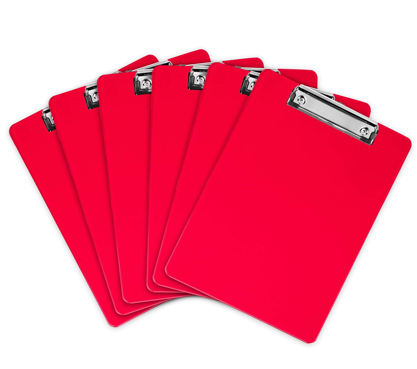 Red Plastic Clipboards (Set of 12) Multi Pack Clipboard - Strong 12.5 x 9 Inch | Holds 100 Sheets! Acrylic Clipboards with Low Profile Clip | Cute Aesthetic College School Supplies for Girls & Boys