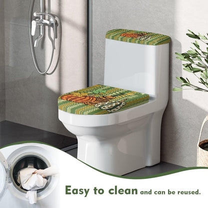 GLENLCWE Thanksgiving Pumpkin Toilet Seat Covers Set Red, 2 Pcs Green Dust-Proof Round Oval Toilet Lid and Tank Lid Covers for Bathroom Set