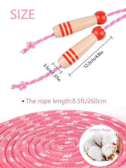 Jump Rope for Kids, Lorvain Adjustable Skipping Rope, Kids Jump Ropes with Wooden Handle for Girls Boys, Weighted Jumping Ropes for Fitness Workout Exercise Outdoor Fun Activity