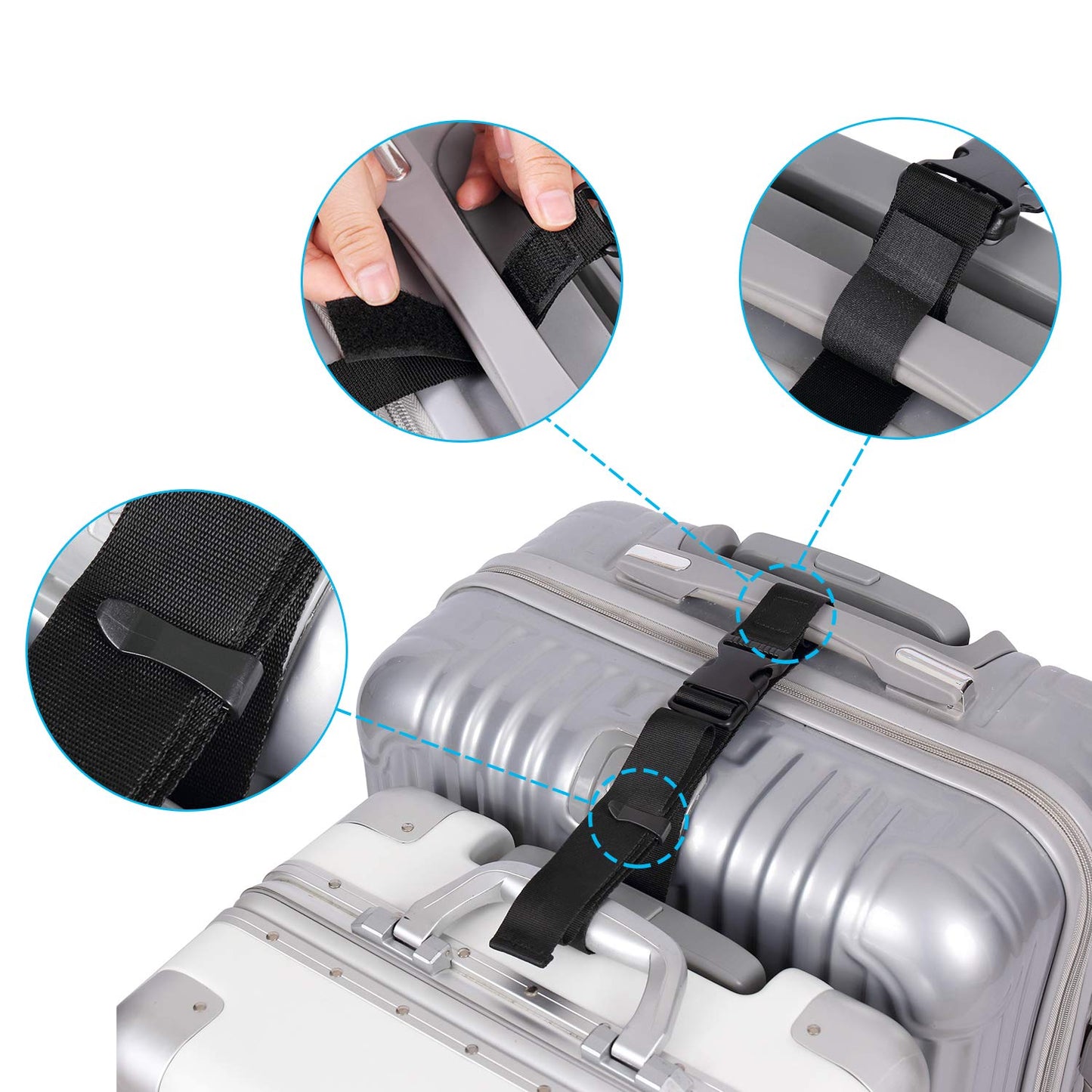 Vigorport Luggage Connector, Straps for Suitcase, Add A Bag Adjustable Attachment Accessories 1.25" Endless for Connect Your 3 Luggage Together-2 Pack