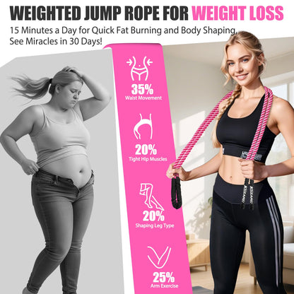 KUZARO Jump Rope, Weighted Jump Rope for Women, Heavy Jump Ropes for Fitness, Home Gym Exercise Equipment, Adult Skipping Rope for Improve Strength, Weight Loss, Boxing Training,Total Body Workout Equipment