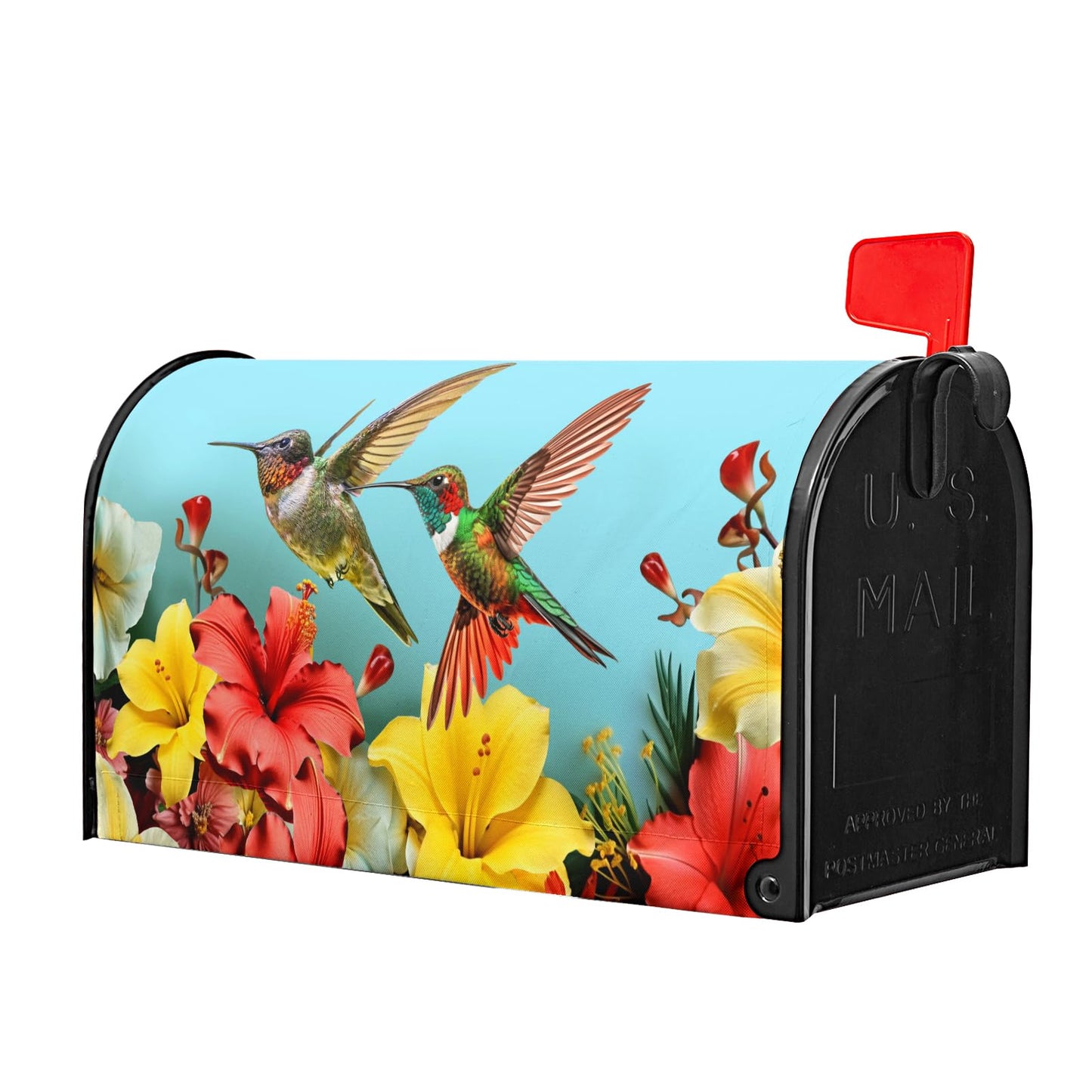 Spring Summer Birds Mailbox Cover Rustic Spring Flower Mailbox Wrap Magnetic Large Size 25.5" x 21" Farmhouse Holiday Magnetic Post Letter Box Decor for Home Garden Yard