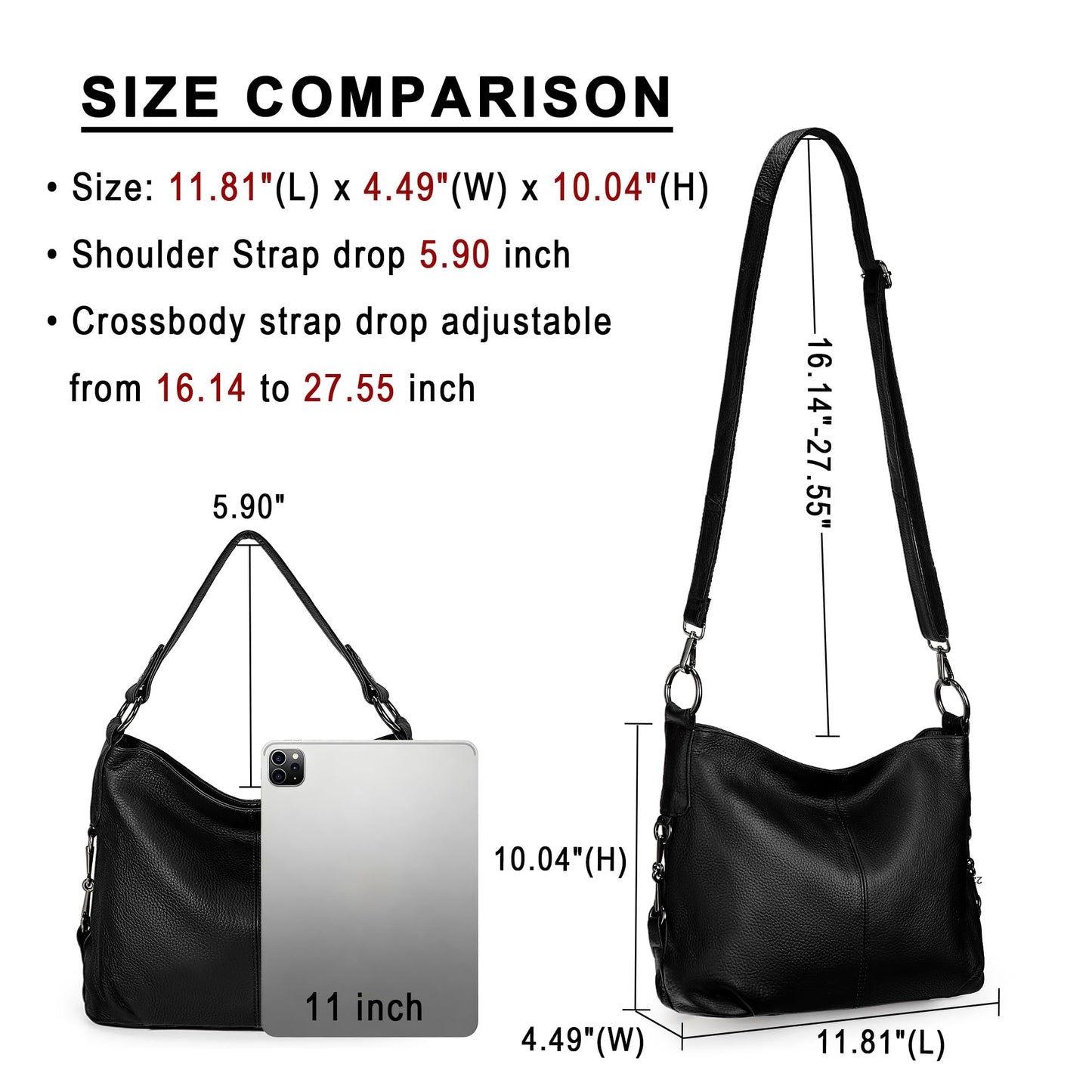YALUXE Genuine Leather Shoulder Bags Stylish Hobo Handbags Purses Crossbody Bags for Women