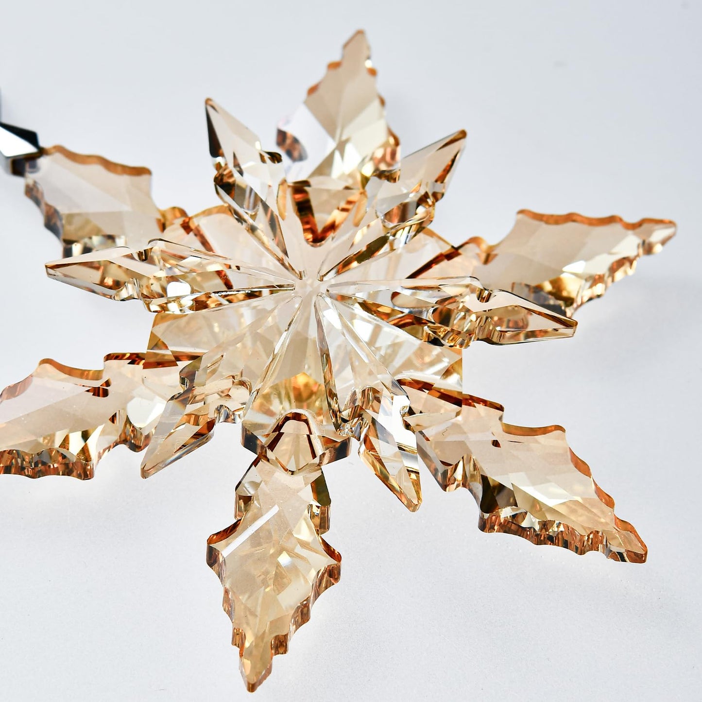 2025 Edition Crystal Snowflake Ornament Christmas Tree Ornament Home Decor Gift (2025-Champagne)