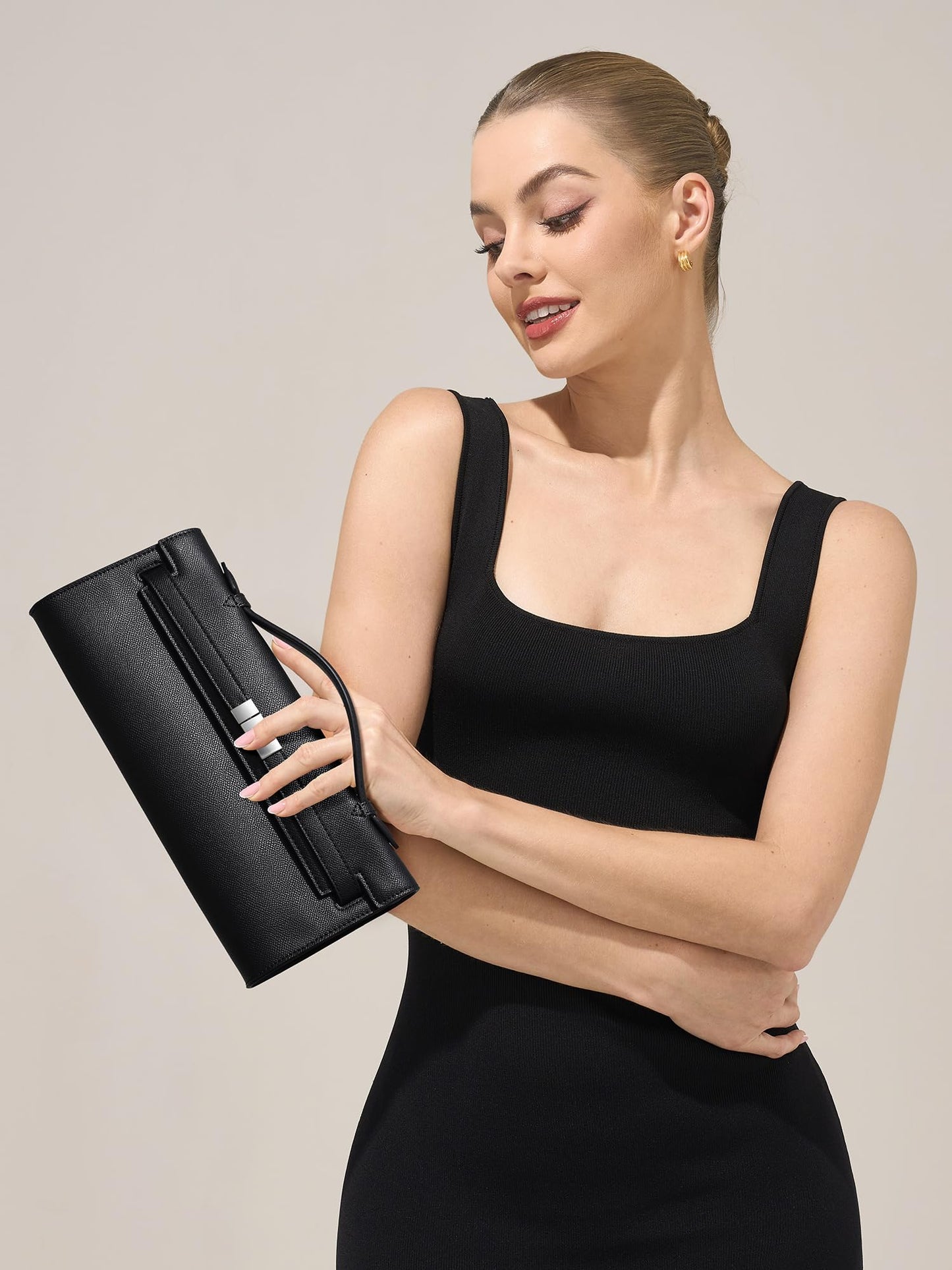 CHUNLI PU Leather Clutch Purses for Women, Trendy Ladies Top Handle Bag for Evening Work Business Daily Use
