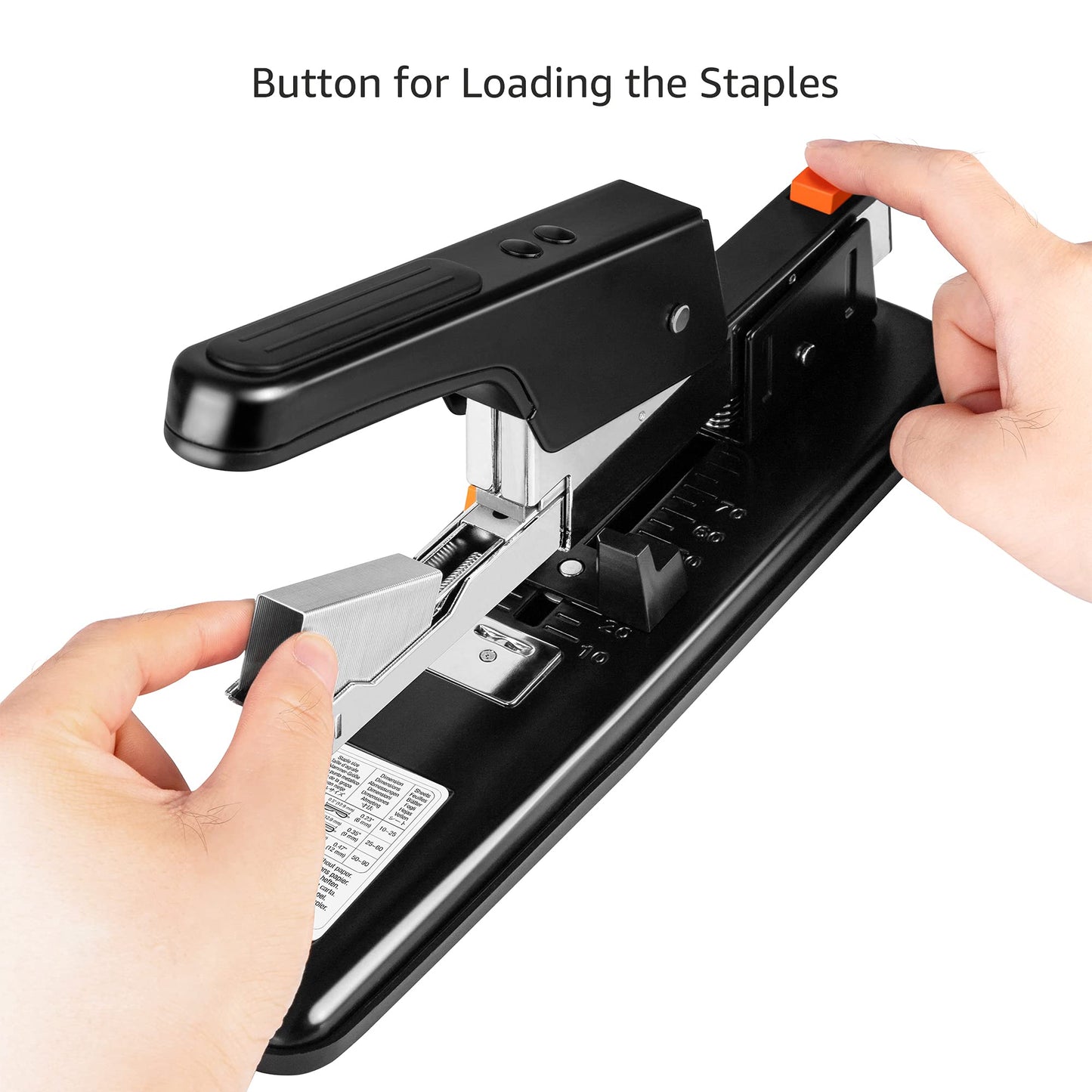 Amazon Basics Heavy Duty Stapler, 90 Sheets High Capacity, Large Office Stapler with 1000 Staples, Black