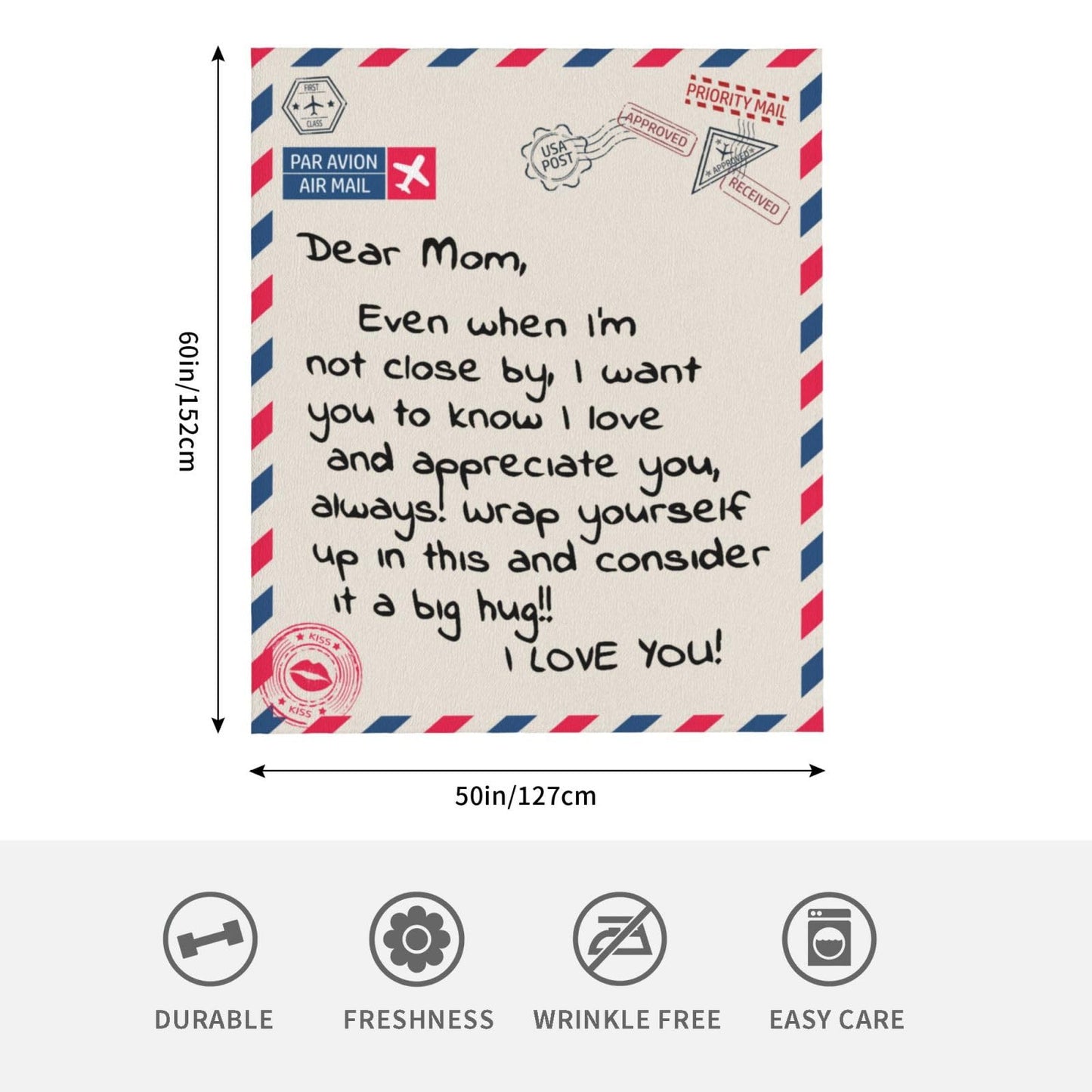 Mom Blankets Gift Birthday for Mom from Daughter Son, Dear Mom Throw Blanket for Anniversary, Mother's Day, Super Soft Flannel Throw Blankets for Christmas Valentines Day for Bed Couch (50x60)