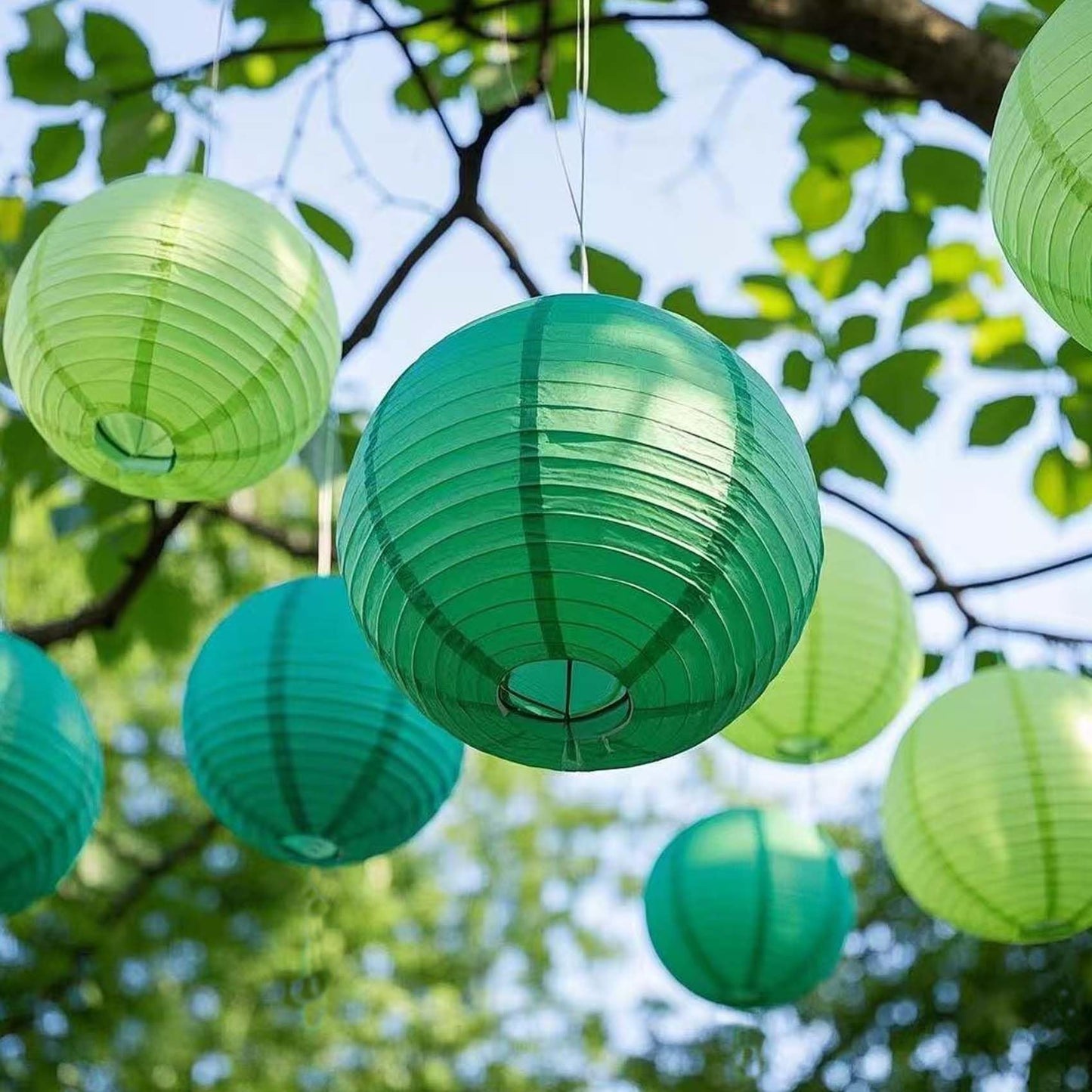 KUNYYI Green Paper Lanterns 12Pcs Hanging Lanterns for Birthday Party, Wedding, Home Decor, Baby Shower Festive Decoration