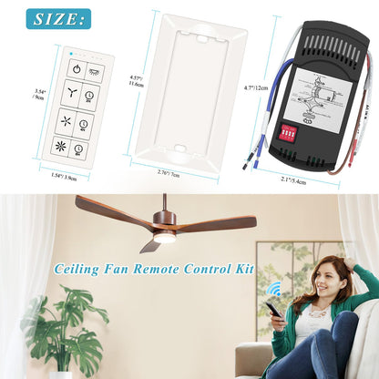 Smart WiFi Ceiling Fan Remote Control Kit, Universal 3 Speed Ceiling Fan Control with Dimmer, Compatible with Alexa, Google Assistant and Smart Life App, Remote Control Timing