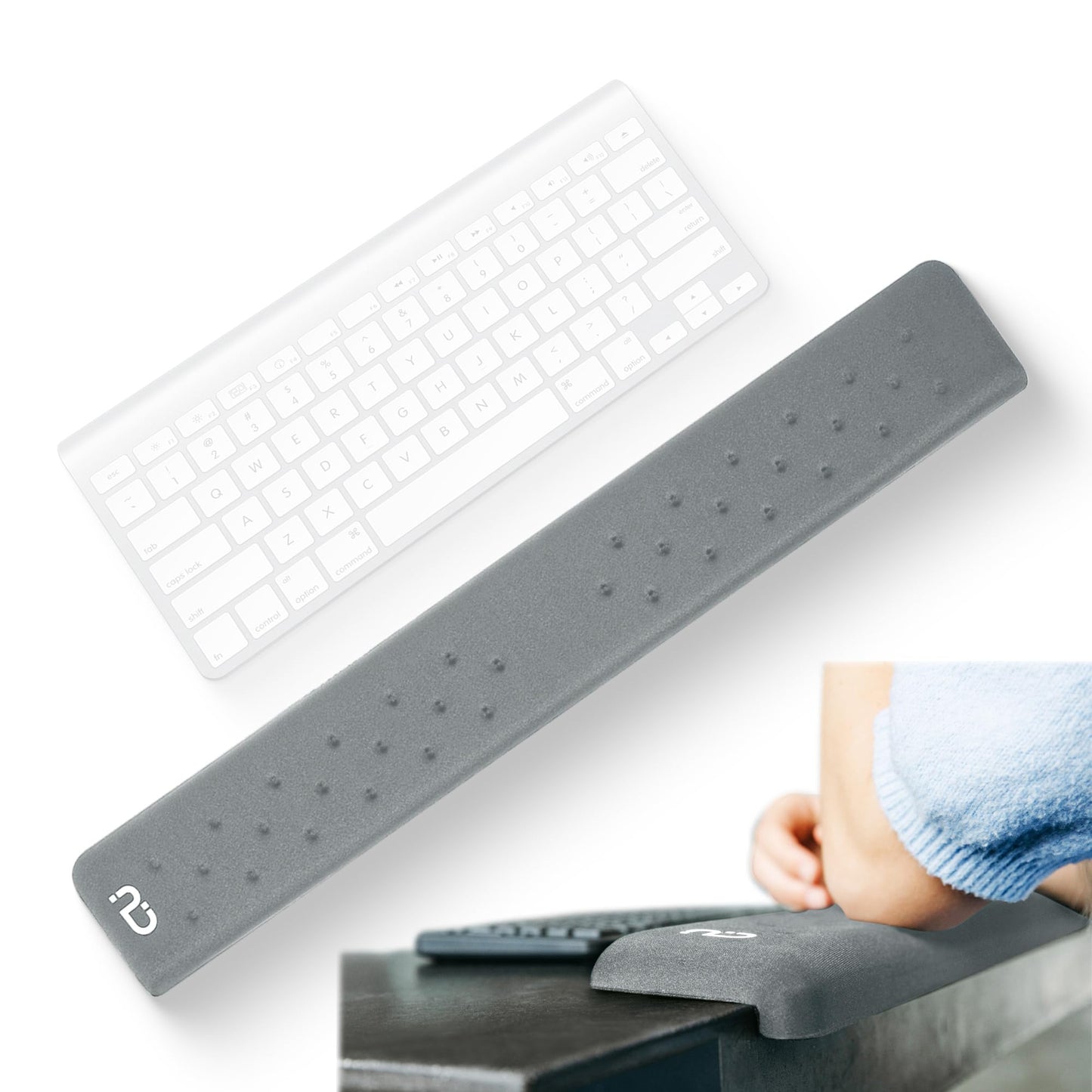 EdgeRest PostureUp L-Shaped Memory Foam Wrist Rest, Ergonomic Elbow and Forearm Support for Desk, Non-Slip Universal Fit, Light Gray
