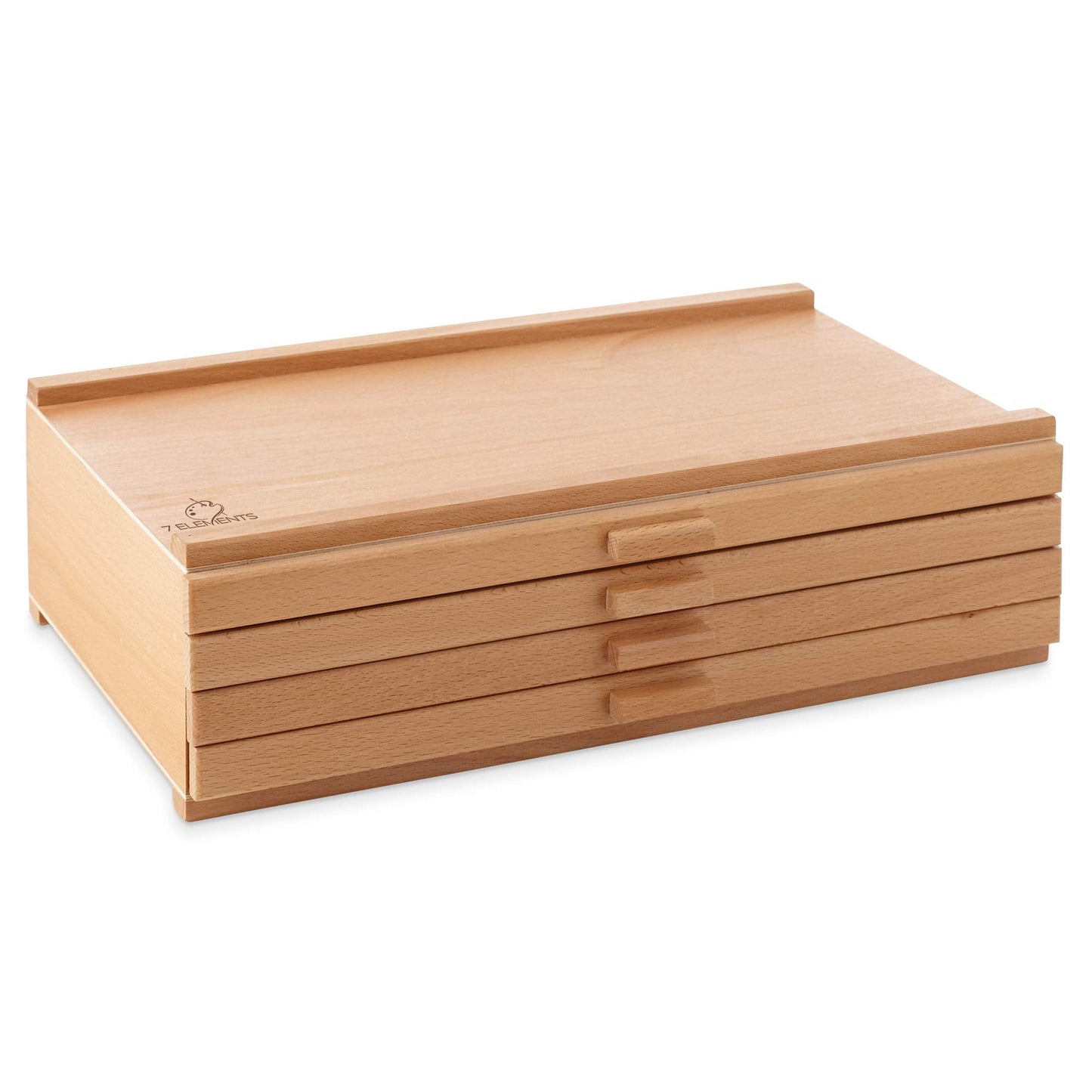 7 Elements 4 Drawer Wooden Artist Storage Supply Box for Pastels, Pencils, Pens, Markers, Brushes and Tools