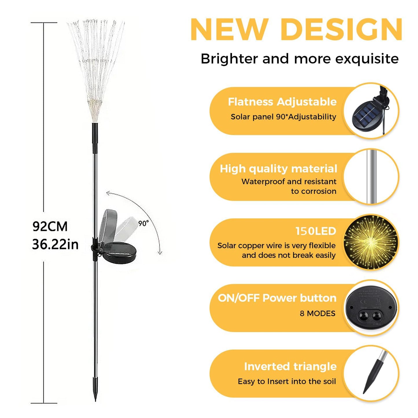 Banax Solar Garden Lights Outdoor Decor 2 Pack Christmas Lights 150 LED Solar Powered Stake Lights for Lawn, Garden, Pathway, Yard & Holiday Decorations(Warm White)
