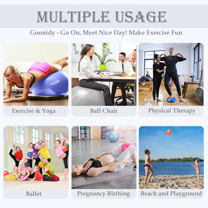 Soft Exercise Ball, Anti-Burst Pilates Yoga Ball Chair Supports 2200lb, Workout Equipment w/ Pump for Women Pregnancy, Medicine, Birthing, Physical Therapy, Stability, Excersing, Birth, Swiss, Fitness