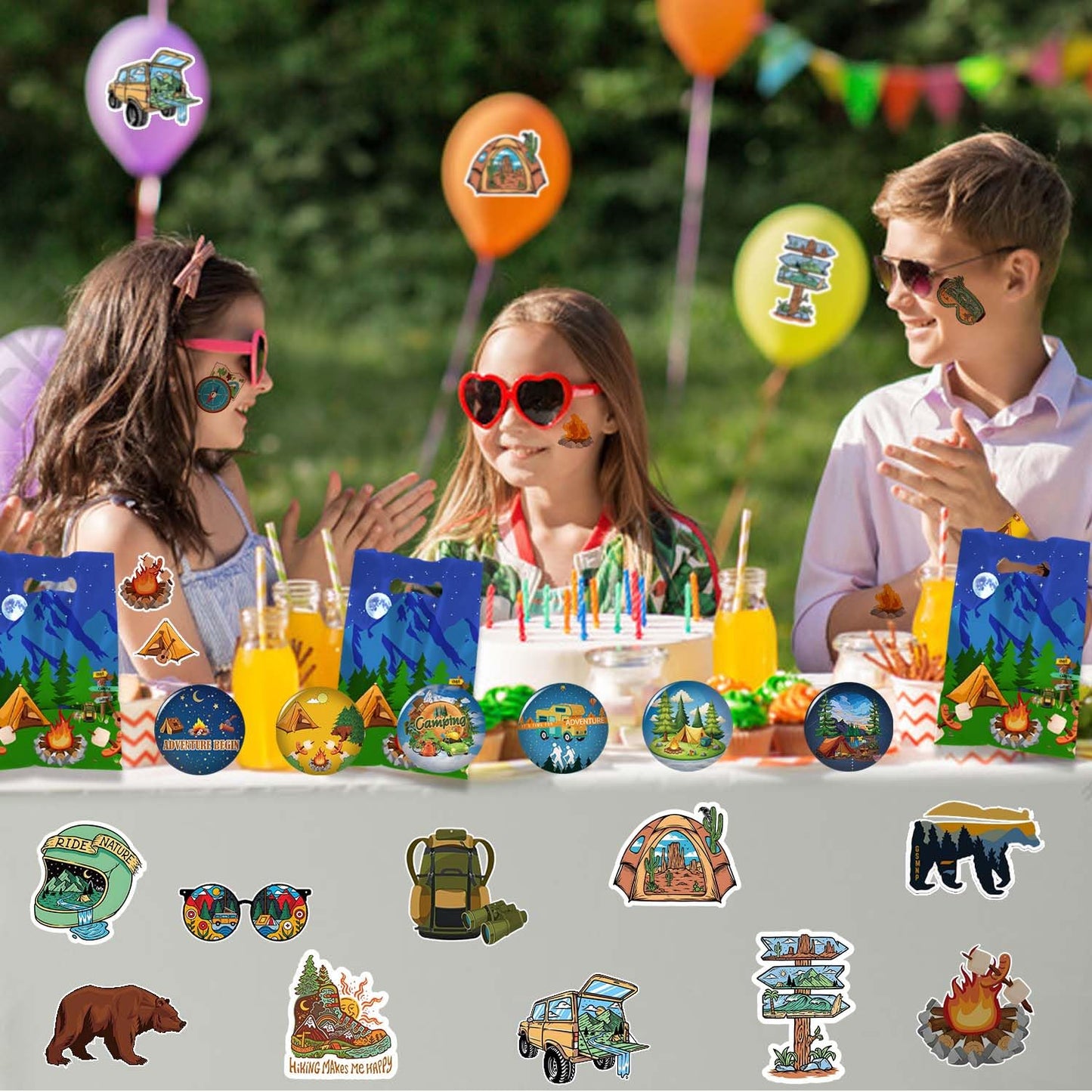 qhqqwzxqc Camping Party Favor Bags Camping Adventure Gift Bags Happy Camper 30PCS Candy Treat Bags Camping Goodie Bags for Christmas Camp Supplies Camper Theme Forest Nature Hiking Party