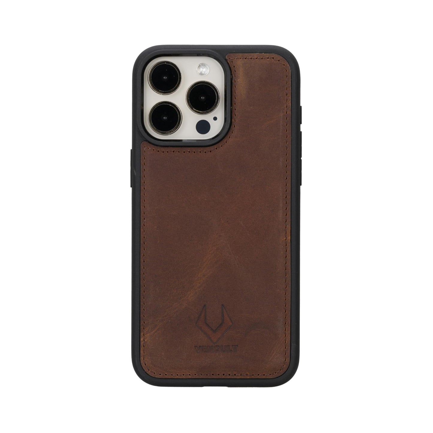 VENOULT Detachable Wallet Case for iPhone 15 Pro MAX, 4 Card Holder Wallet, Man or Women Folio Cover, Compatible with Magsafe, RFID, Genuine Leather, Kick Stand (Vintage Brown)