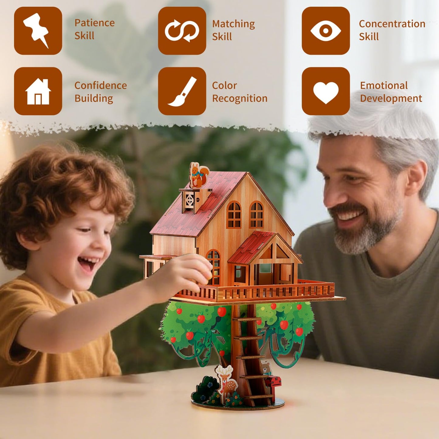 3D Wooden Puzzles for Adults Apple Treehouse – Fantasy Forest Building Kit, Fun Creative Craft & Room Decor Gift for Friends