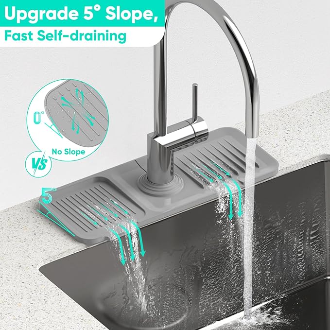 14.6'' Faucet Mat for Kitchen Sink Kitchen Sink Splash Guard Silicone Kitchen