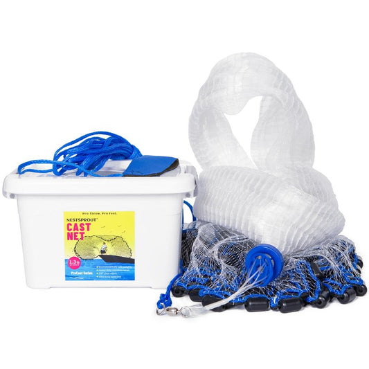 1.3 lbs/ft Fishing Cast Net with Eco-Friendly Lead Weights, 3/8inch Mesh Size, Throw Nets for Freshwater & Saltwater, 4/6/8/10/12 Ft Radius Casting Net (10 ft Radius)