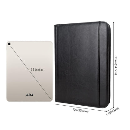 IVESIGN Faux Leather Portfolio Padfolio Organizer with Calculator, Writing Pad, Zipper Closure, Tablet Sleeve, Clipboard with Storage, Document Organizer, Business Card Holder, Note Pads-Black