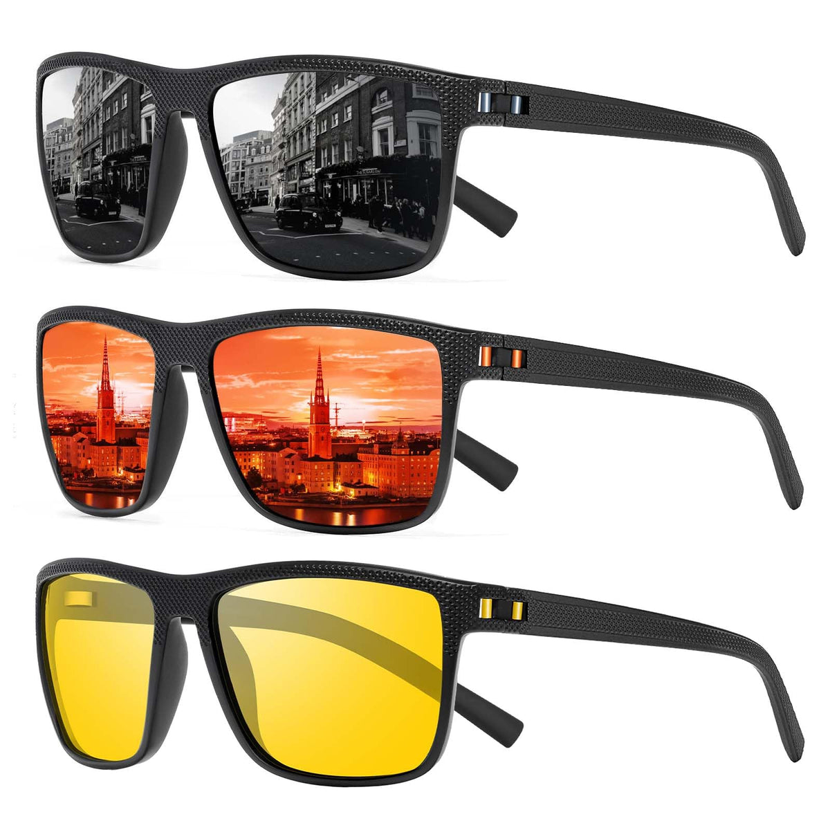 Square Polarized Sunglasses for Men and Women Lightweight Frame Sun Glasses with UV Protection