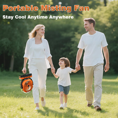 Portable Misting Fan 460ml WaterTank,24000mAh Rechargeable Battery Powered Camping Fan with 2 Meters Spray,Light & Remote,Jobsite Beach Summer Essentials,Mist Fans for Indoor,Outdoor, Patios, Travel