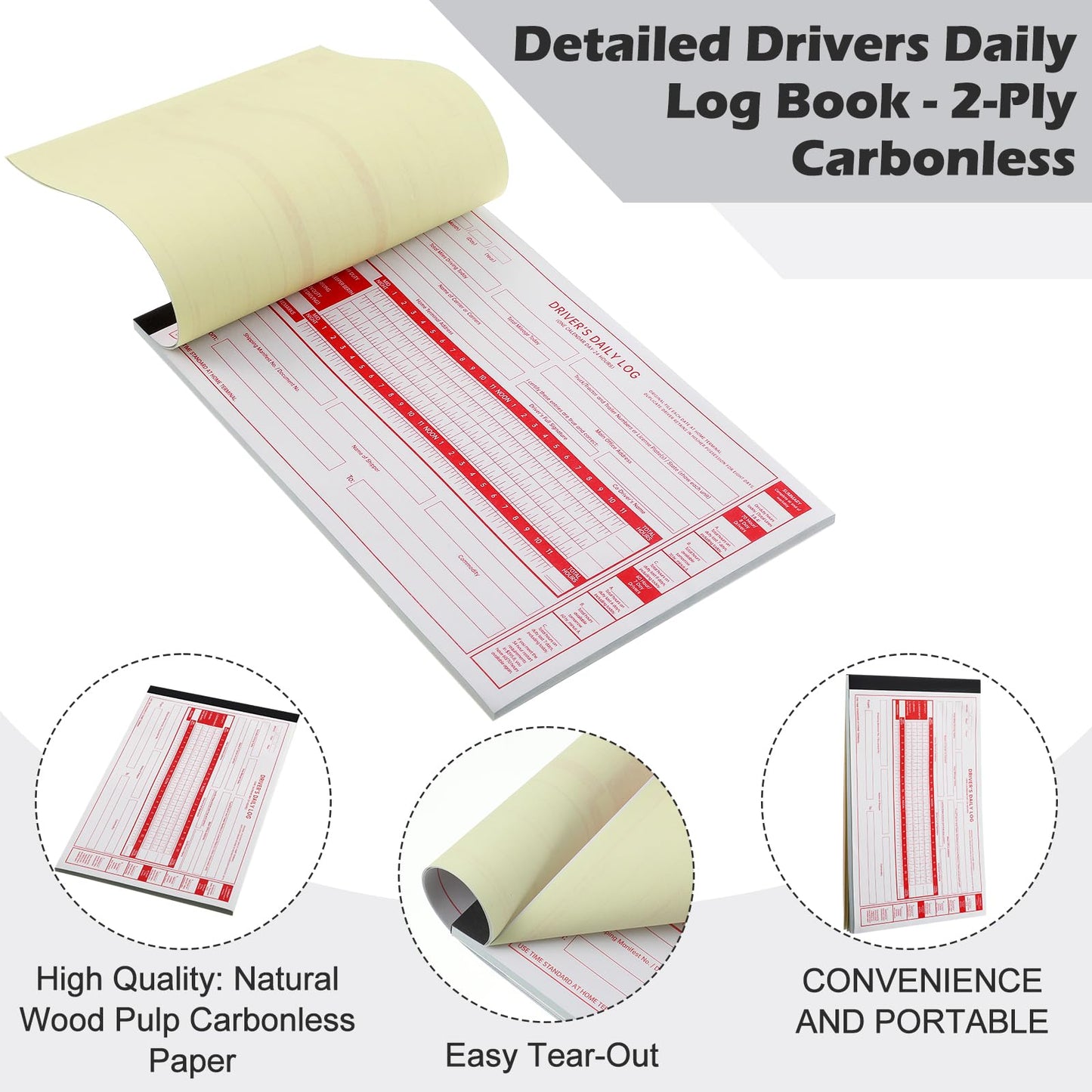 Weekgrat 10 Pack 2026 New Driver Daily Log Book 8.5" x 5.5" Log Book with Detailed Driver Vehicle Inspection Report Recap for Truck, 2-Ply Carbonless (Typical)