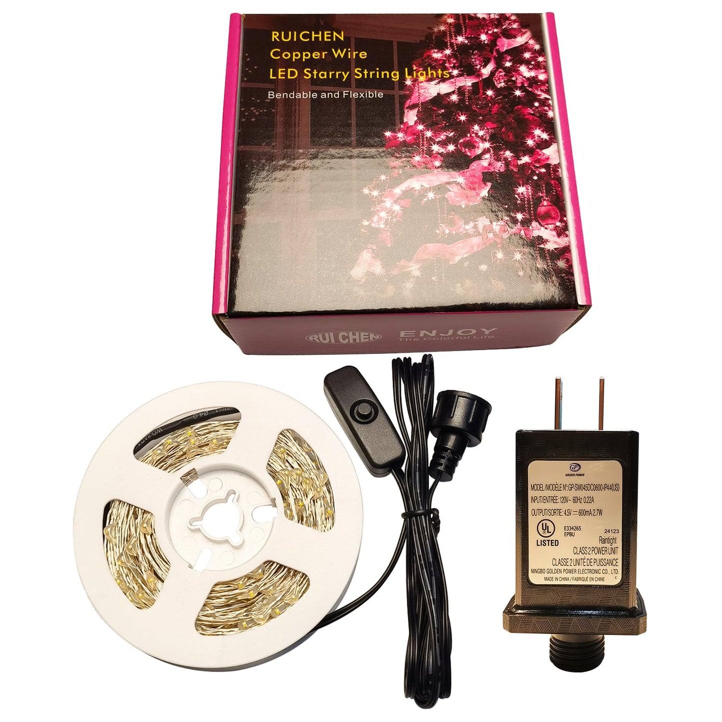 RUICHEN Plug in Fairy Lights with Switch, Waterproof 66 Ft 200 LED Silver Wire Starry String Firefly Lights for Bedroom, Patio, Garden, Balcony, Dorm, Green